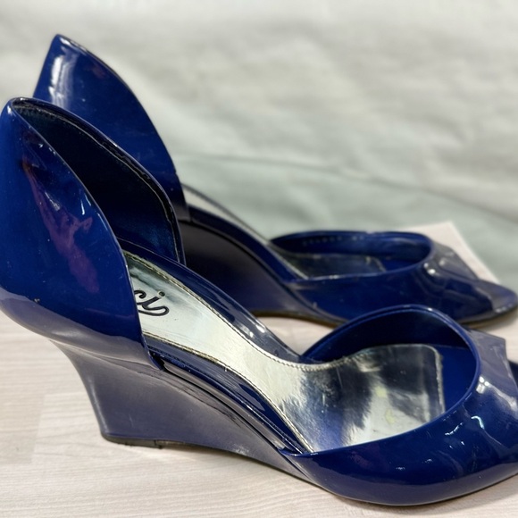 Gucci Blue and Silver Wedge Sandals - Picture 1 of 8